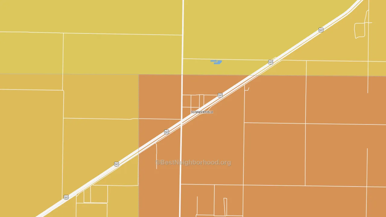 Map of the best neighborhoods in the 79085 area, with better matches in green and worse matches in red