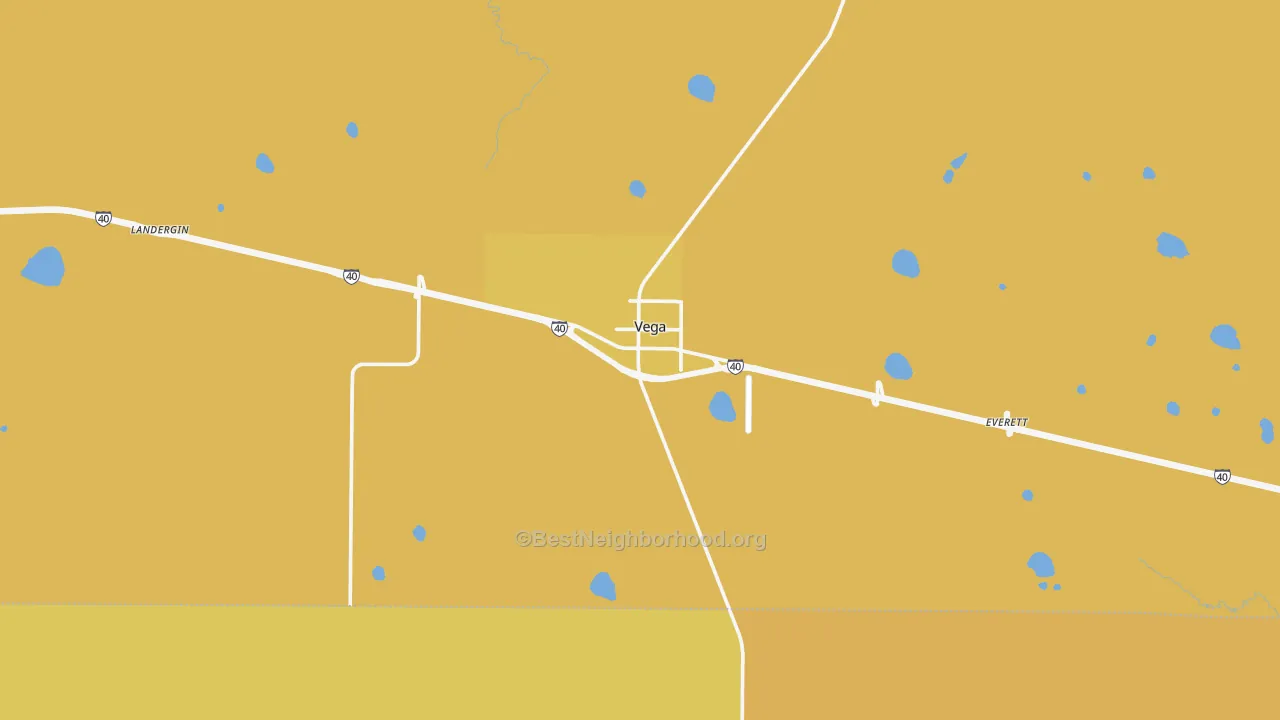 Map of the best neighborhoods in the 79092 area, with better matches in green and worse matches in red
