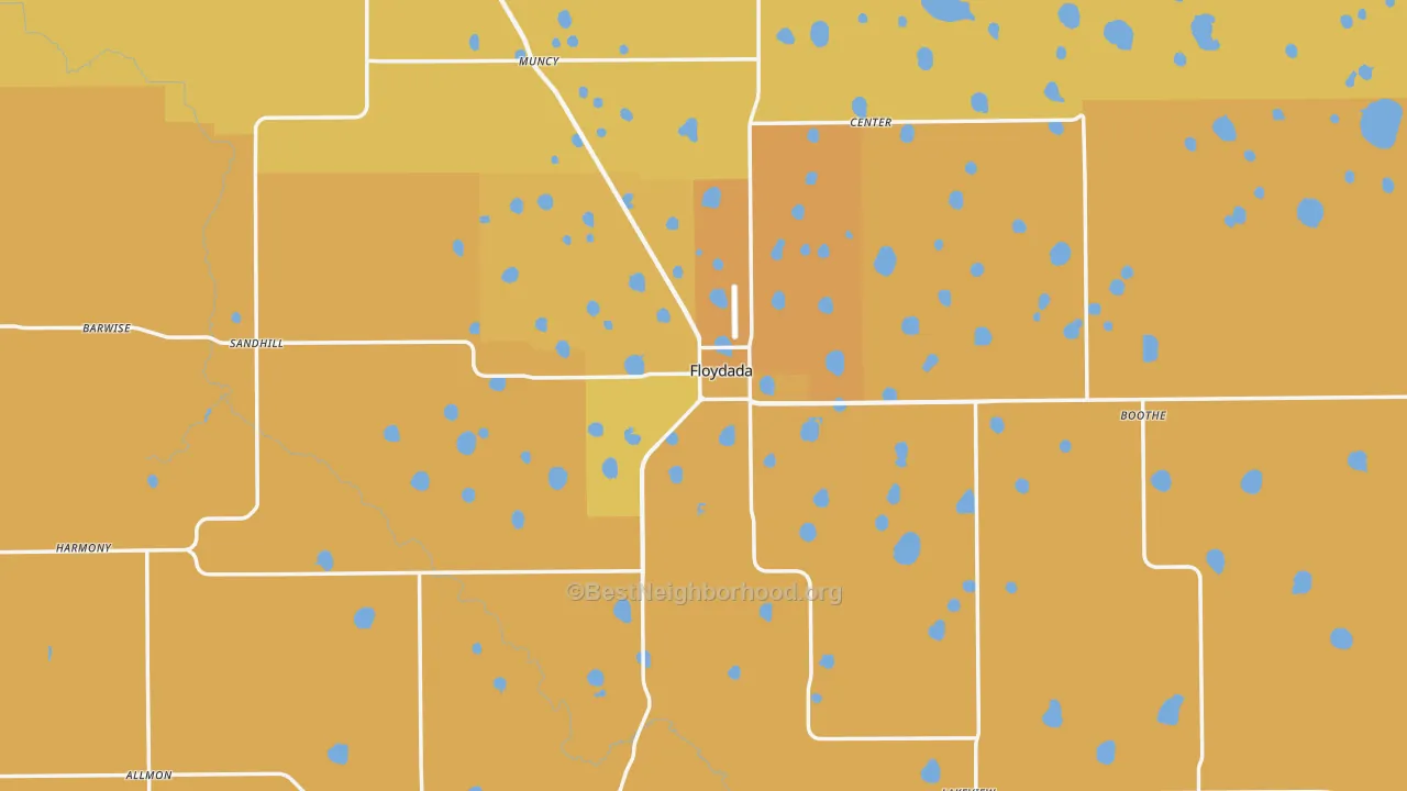 Map of the best neighborhoods in the 79235 area, with better matches in green and worse matches in red