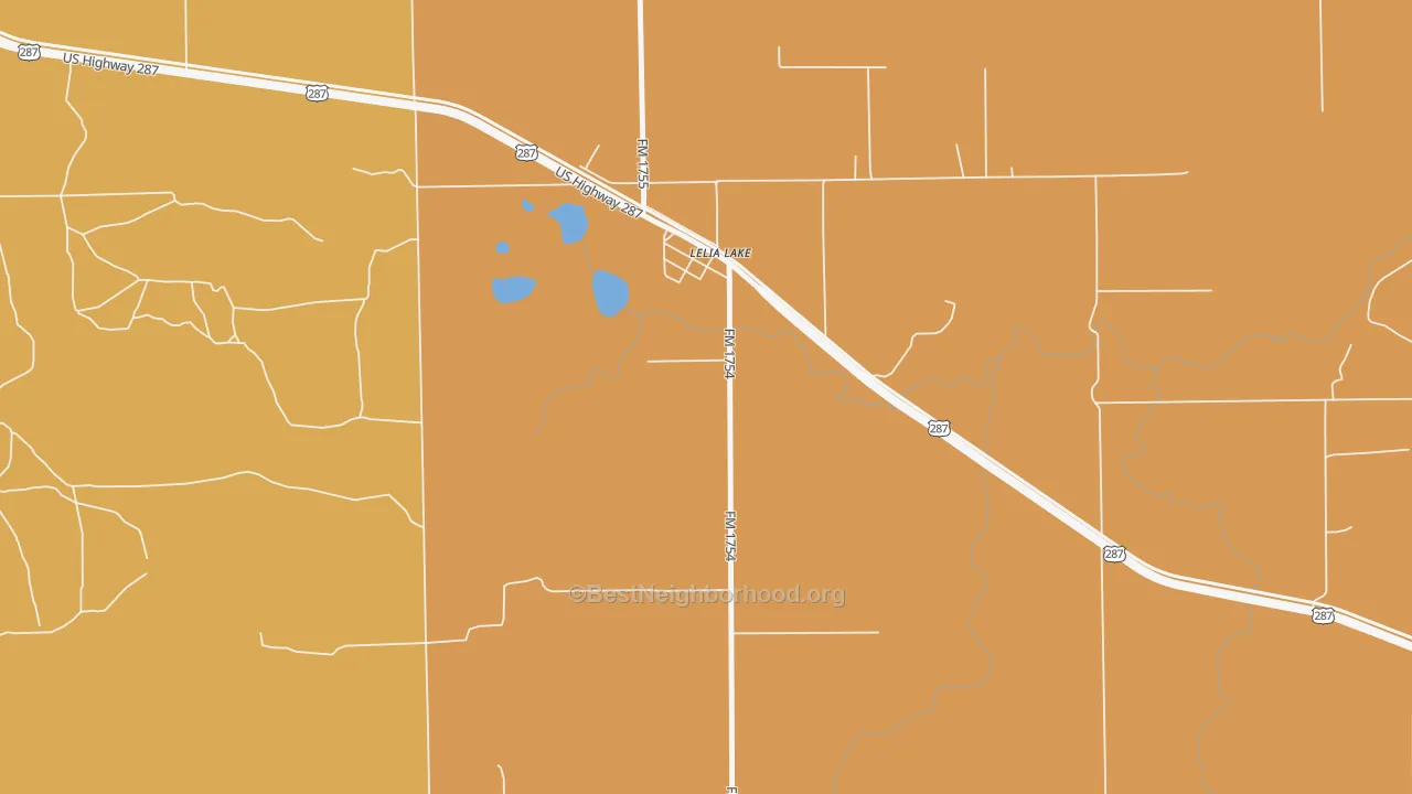 Map of the best neighborhoods in the 79240 area, with better matches in green and worse matches in red