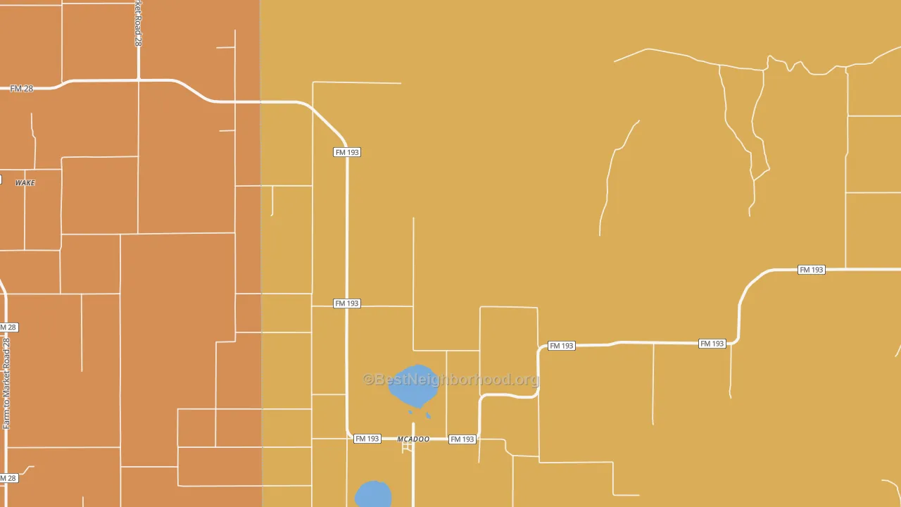 Map of the best neighborhoods in the 79243 area, with better matches in green and worse matches in red