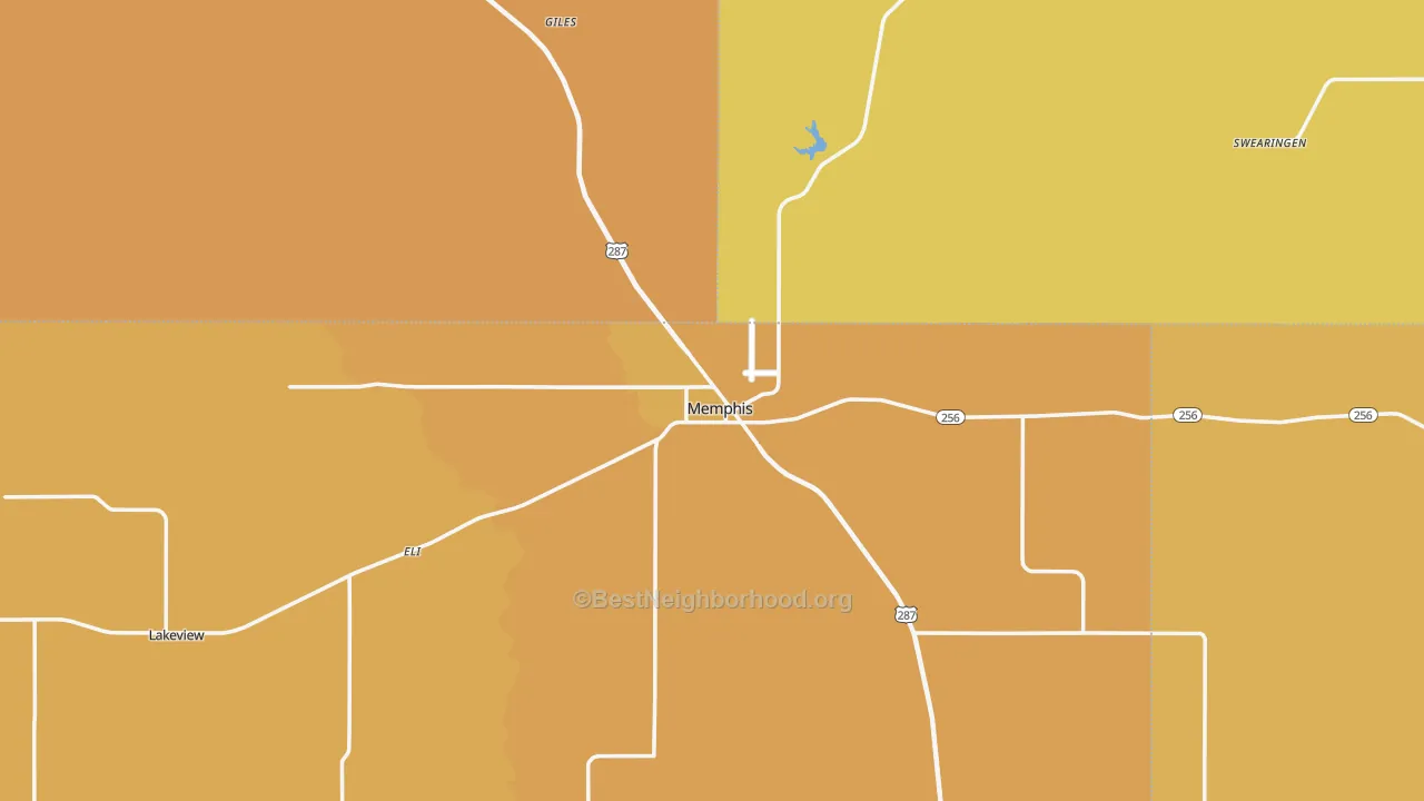 Map of the best neighborhoods in the 79245 area, with better matches in green and worse matches in red
