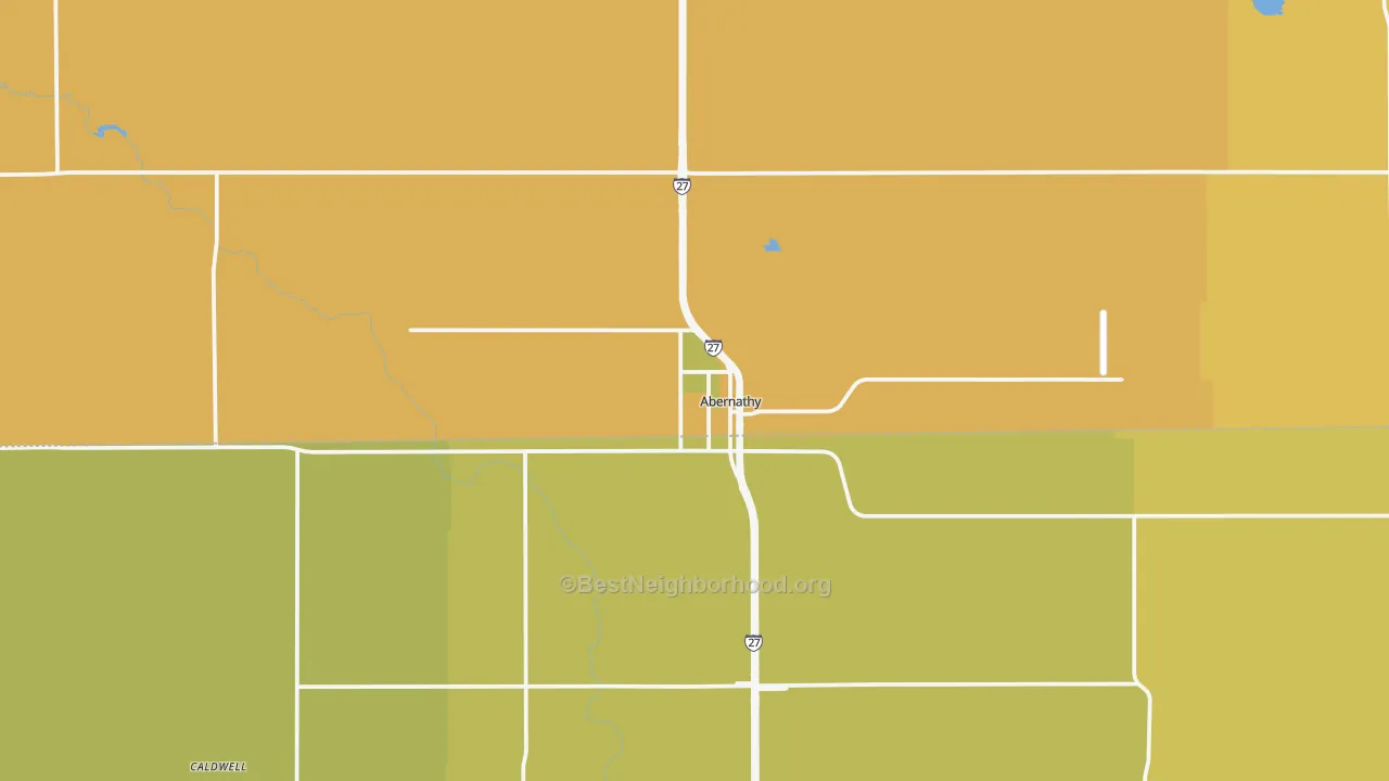 Map of the best neighborhoods in the 79311 area, with better matches in green and worse matches in red