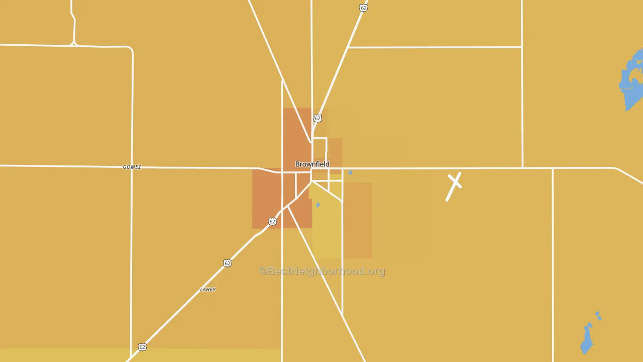Map of the best neighborhoods in the 79316 area, with better matches in green and worse matches in red