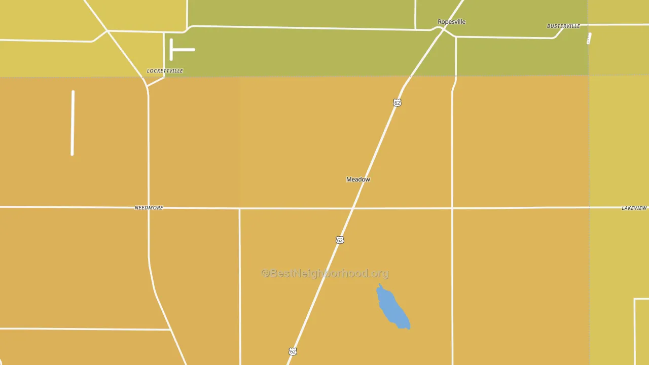 Map of the best neighborhoods in the 79345 area, with better matches in green and worse matches in red