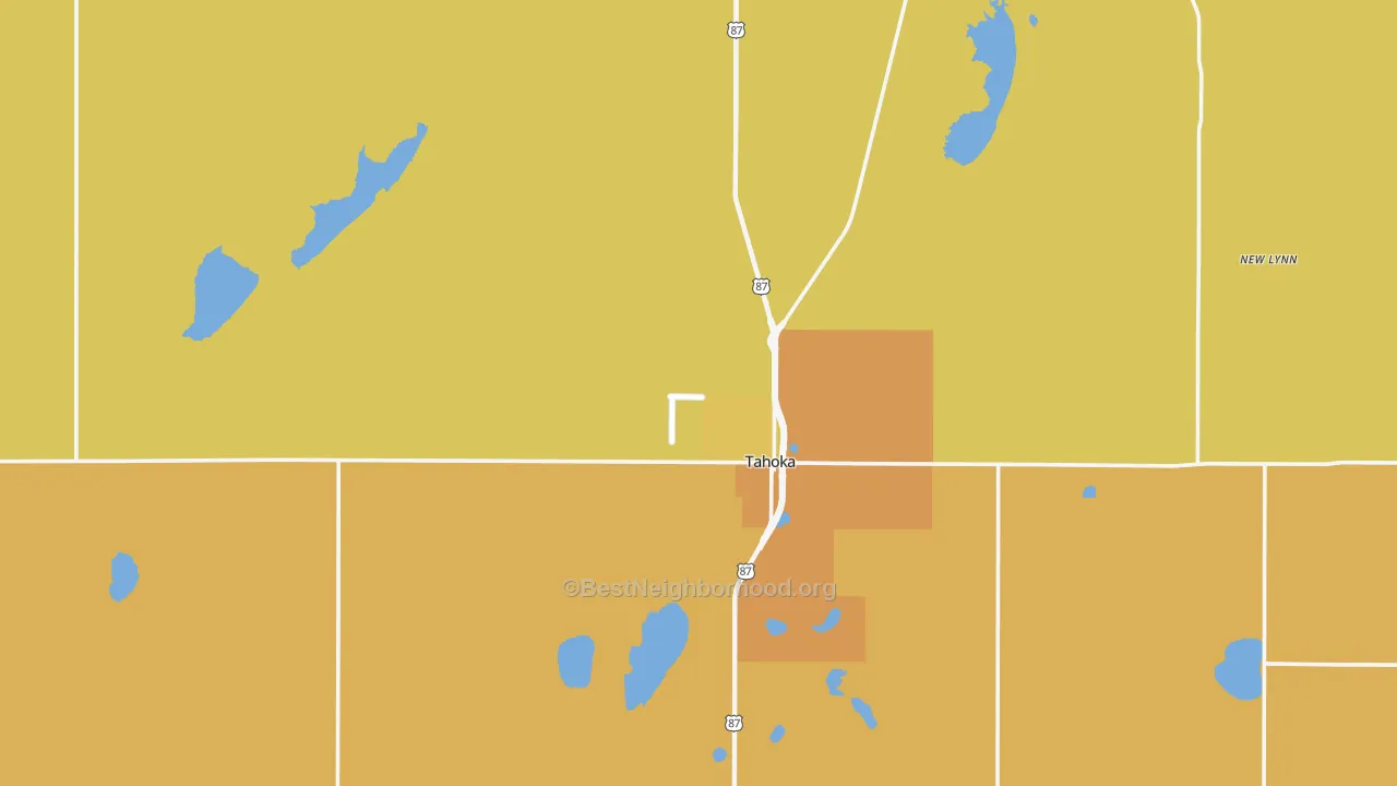 Map of the best neighborhoods in the 79373 area, with better matches in green and worse matches in red