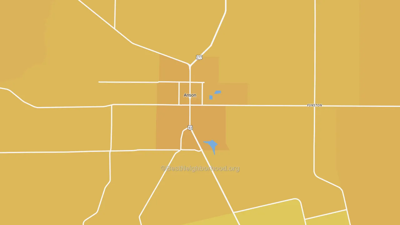 Map of the best neighborhoods in the 79501 area, with better matches in green and worse matches in red