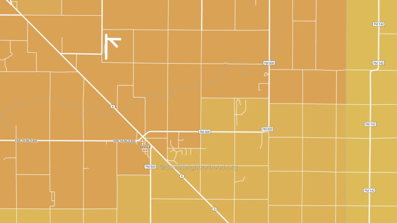 Map of the best neighborhoods in the 79503 area, with better matches in green and worse matches in red