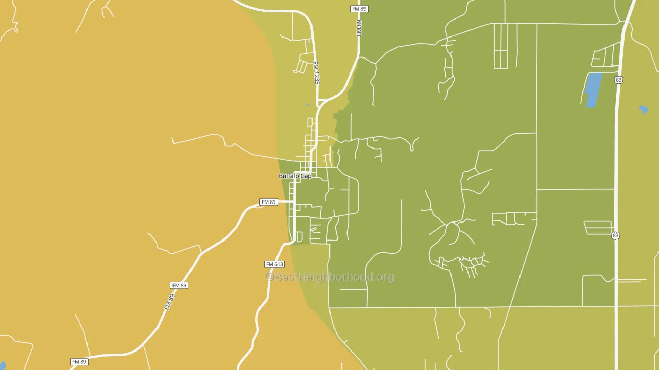 Map of the best neighborhoods in the 79508 area, with better matches in green and worse matches in red