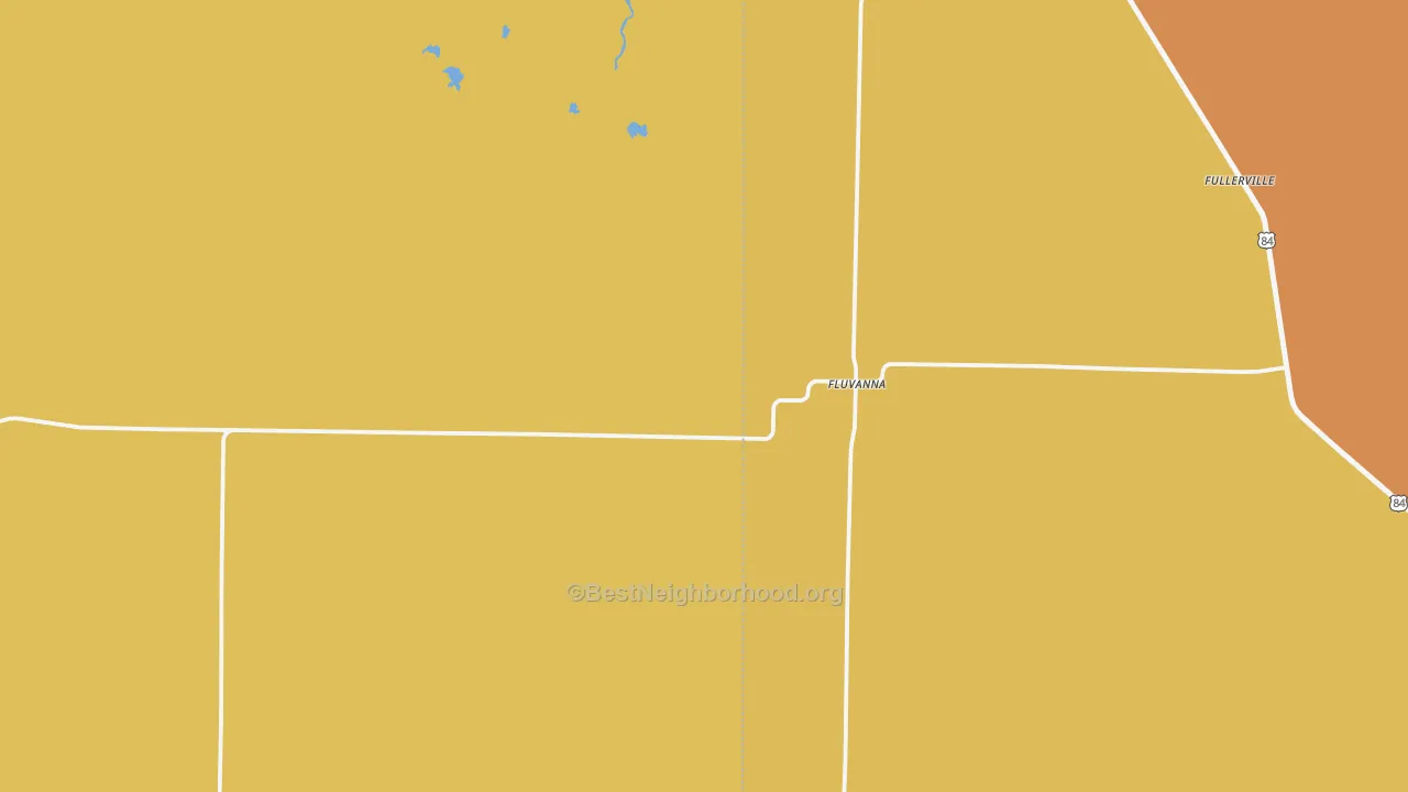 Map of the best neighborhoods in the 79517 area, with better matches in green and worse matches in red