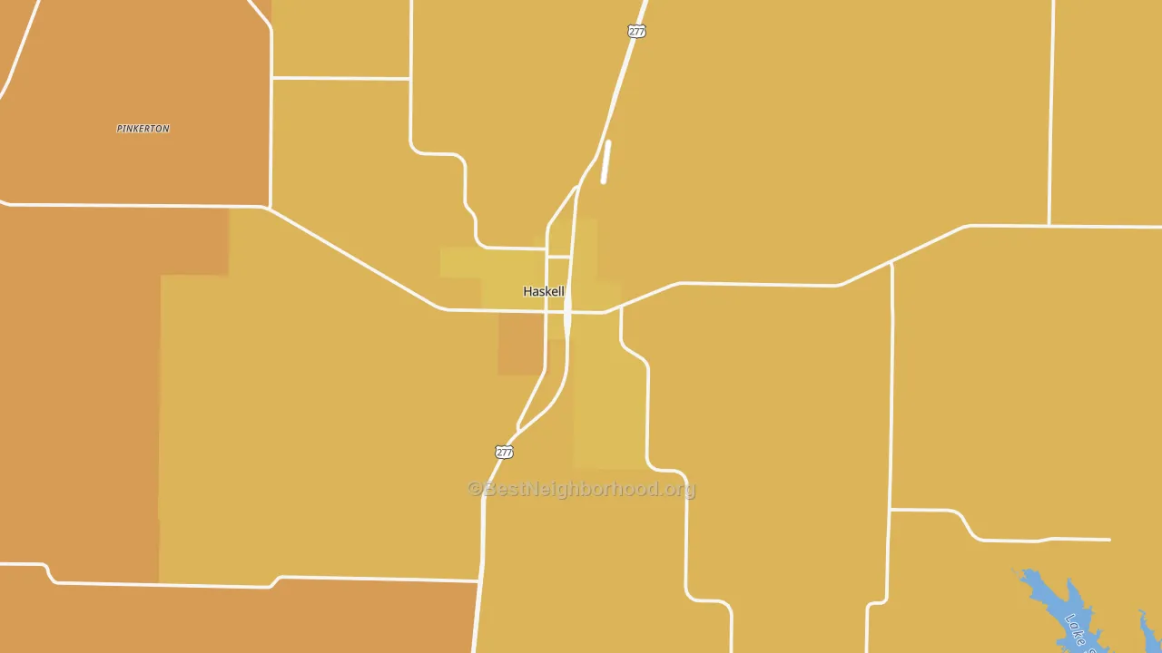 Map of the best neighborhoods in the 79521 area, with better matches in green and worse matches in red