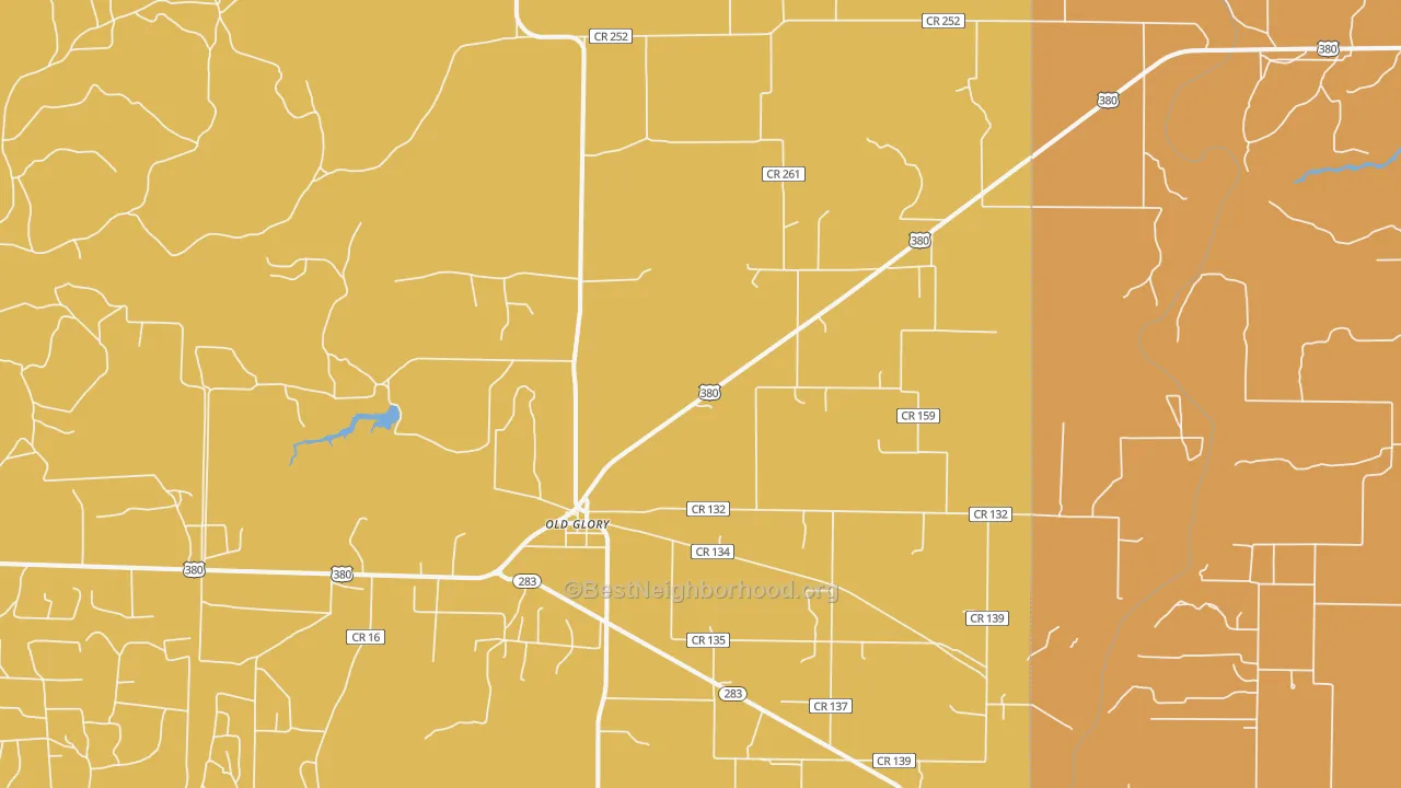 Map of the best neighborhoods in the 79540 area, with better matches in green and worse matches in red