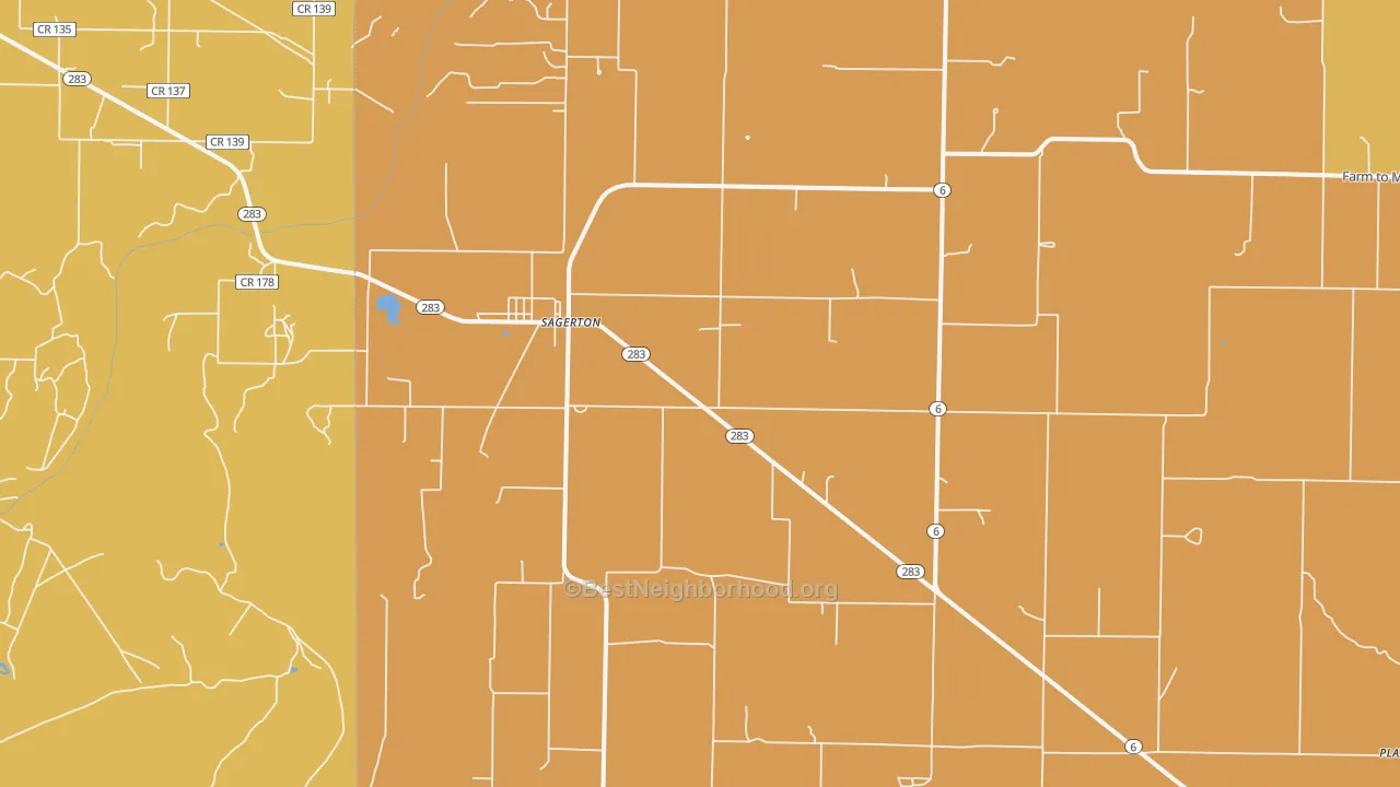 Map of the best neighborhoods in the 79548 area, with better matches in green and worse matches in red
