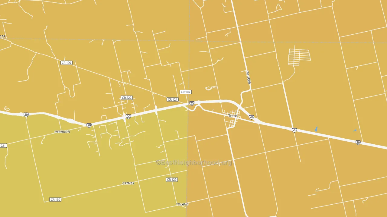 Map of the best neighborhoods in the 79561 area, with better matches in green and worse matches in red