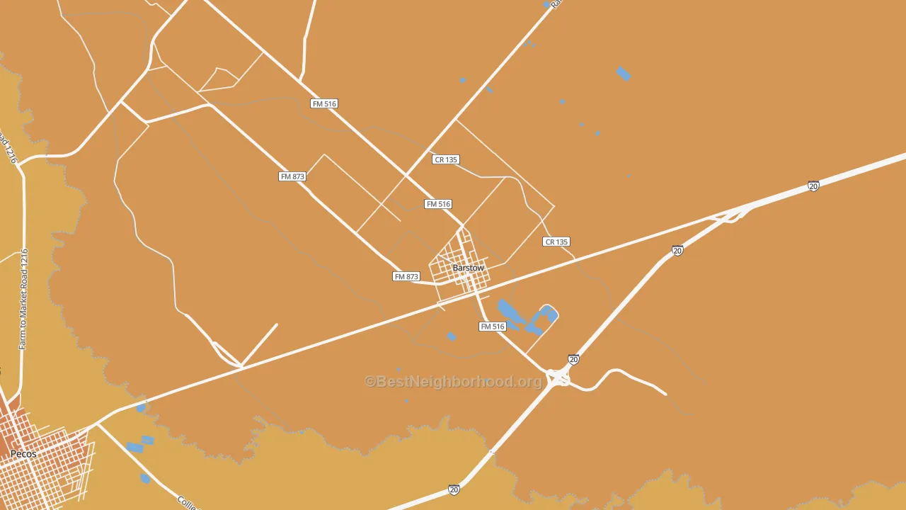 Map of the best neighborhoods in the 79719 area, with better matches in green and worse matches in red