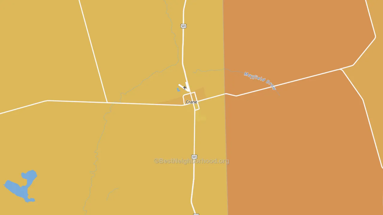 Map of the best neighborhoods in the 79731 area, with better matches in green and worse matches in red