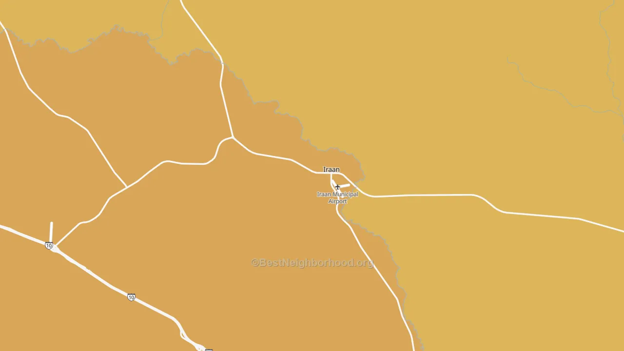 Map of the best neighborhoods in the 79744 area, with better matches in green and worse matches in red