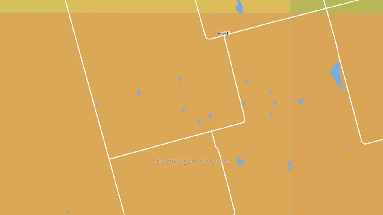 Map of the best neighborhoods in the 79755 area, with better matches in green and worse matches in red