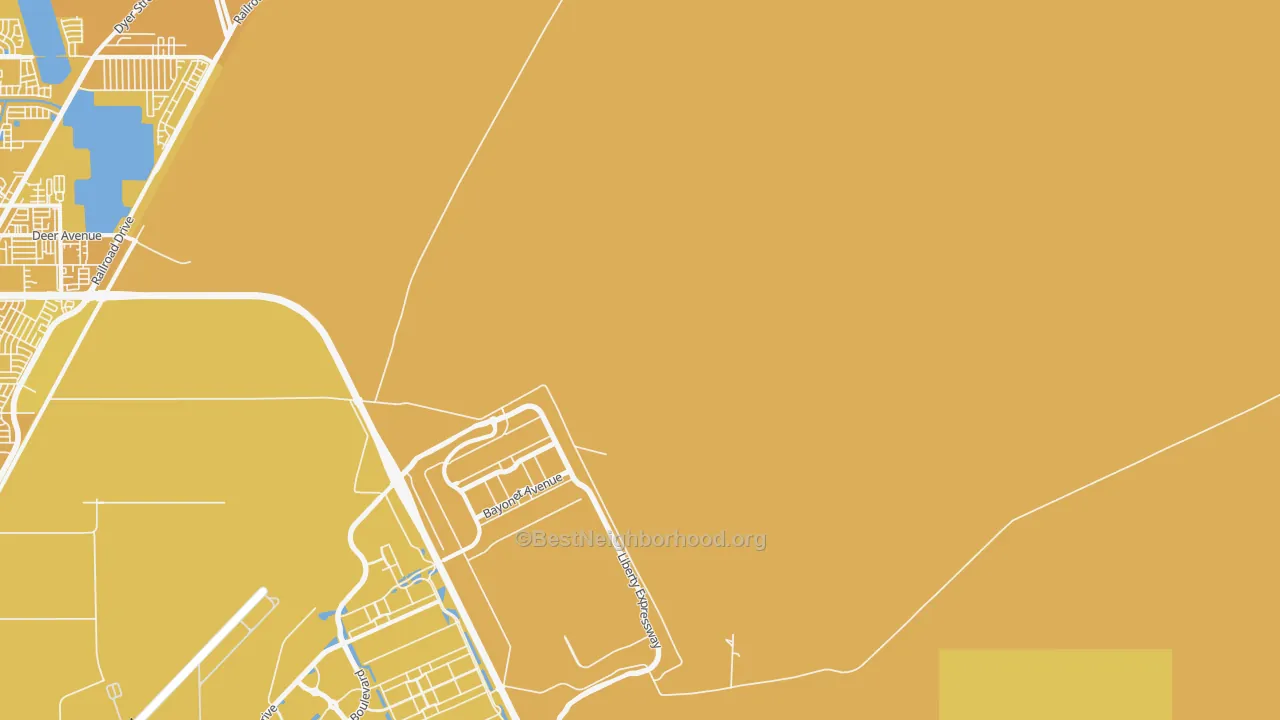 Map of the best neighborhoods in the 79916 area, with better matches in green and worse matches in red