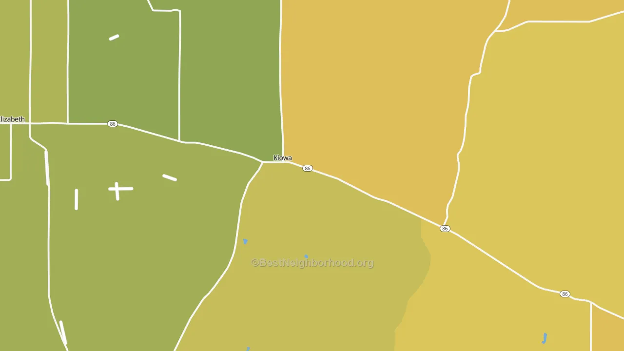 Map of the best neighborhoods in the 80117 area, with better matches in green and worse matches in red