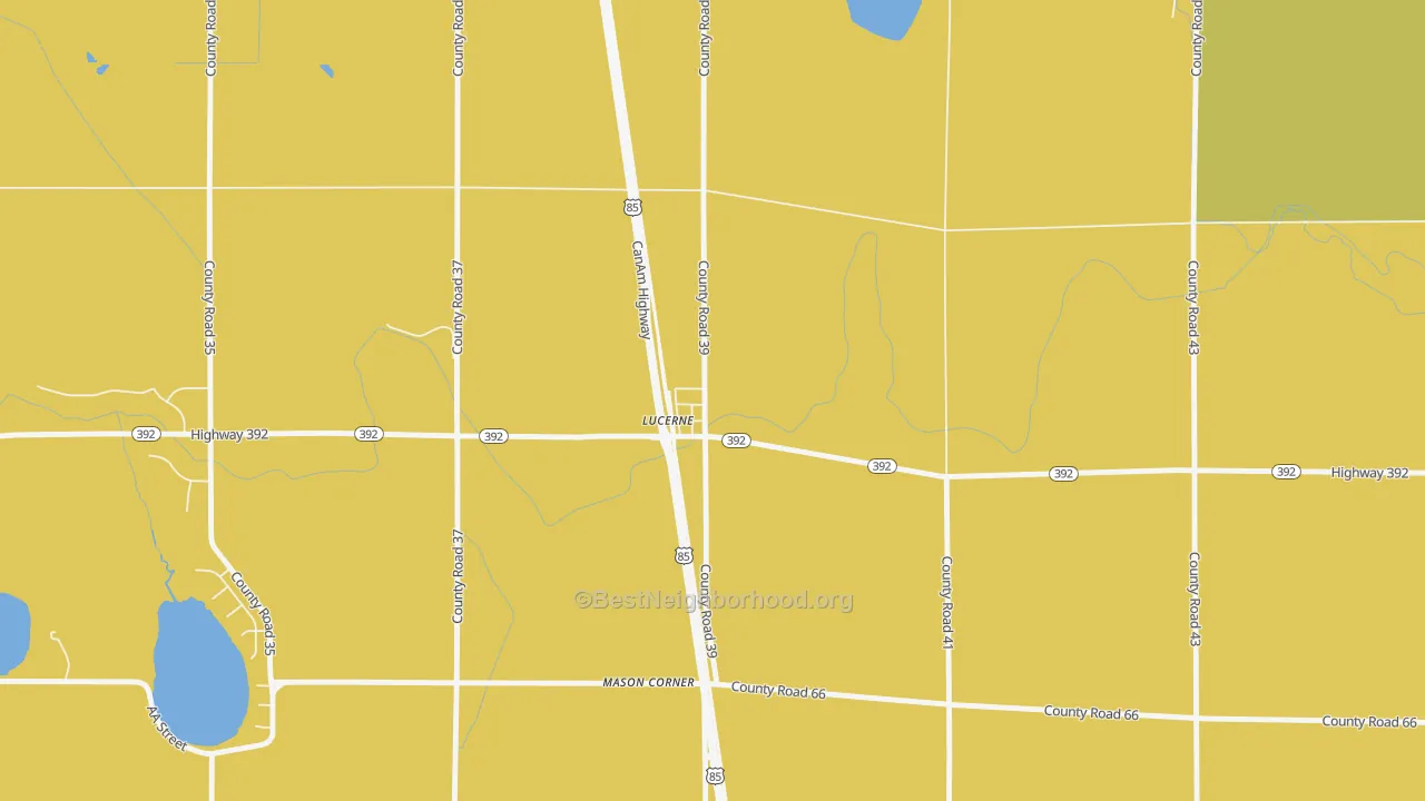 Map of the best neighborhoods in the 80646 area, with better matches in green and worse matches in red