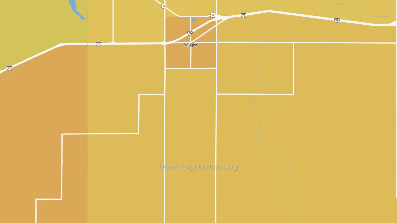 Map of the best neighborhoods in the 80654 area, with better matches in green and worse matches in red