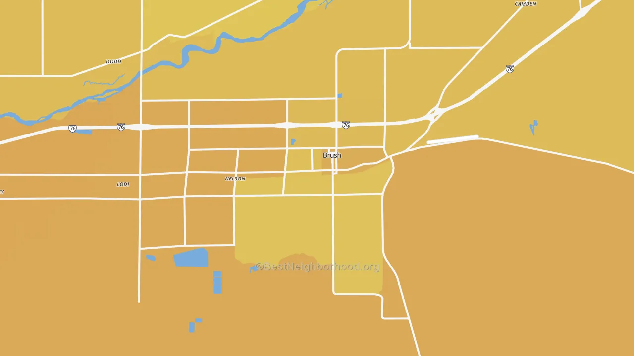 Map of the best neighborhoods in the 80723 area, with better matches in green and worse matches in red