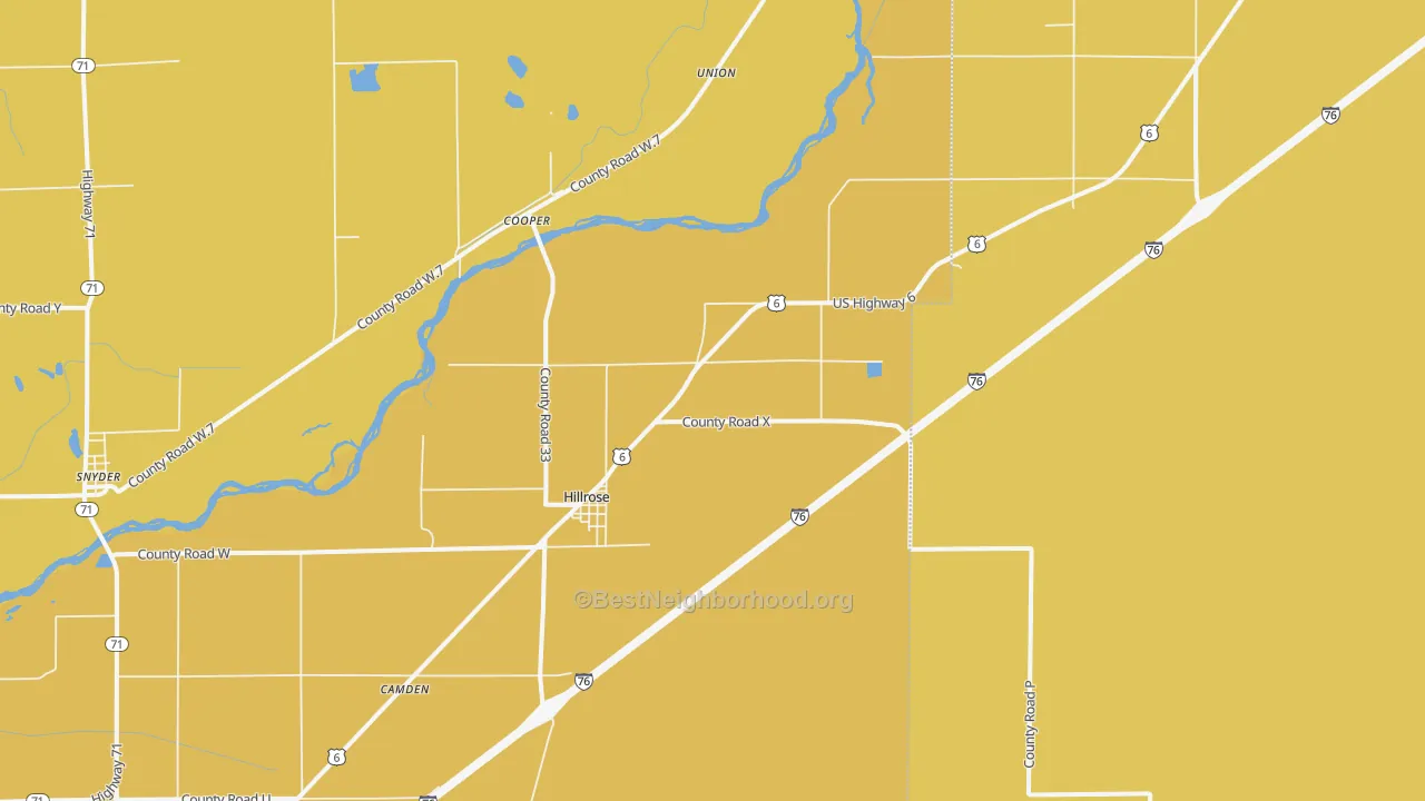 Map of the best neighborhoods in the 80733 area, with better matches in green and worse matches in red