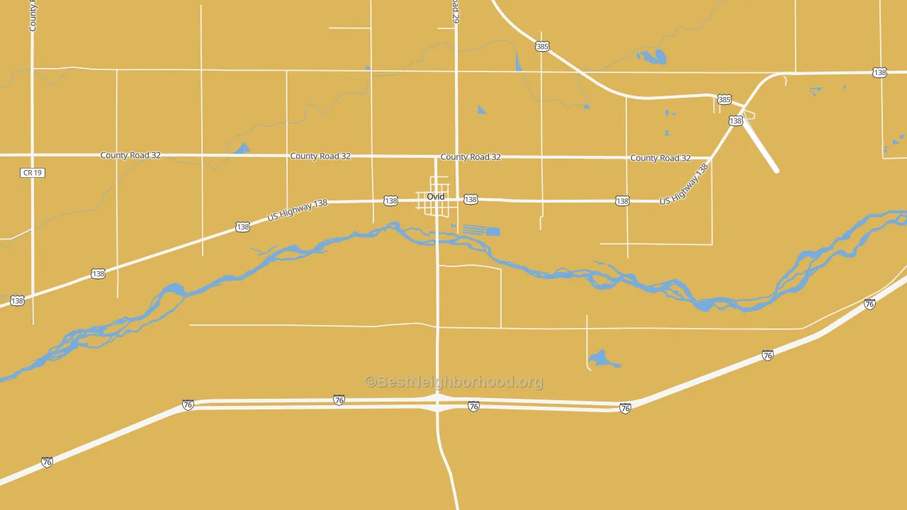 Map of the best neighborhoods in the 80744 area, with better matches in green and worse matches in red