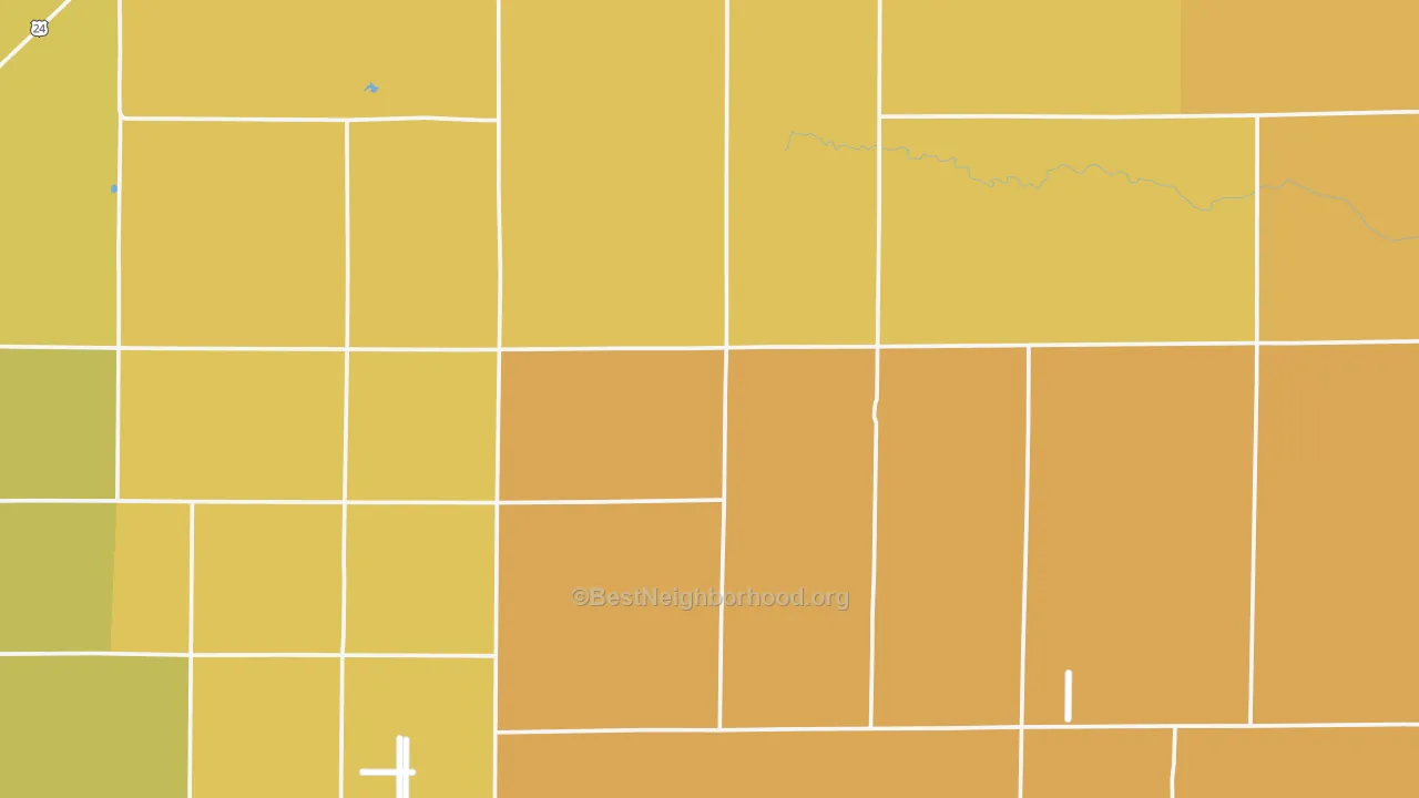 Map of the best neighborhoods in the 80808 area, with better matches in green and worse matches in red