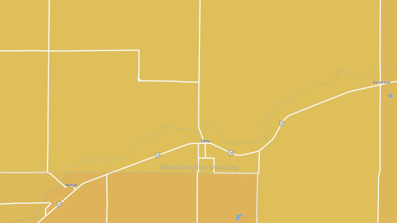 Map of the best neighborhoods in the 80835 area, with better matches in green and worse matches in red
