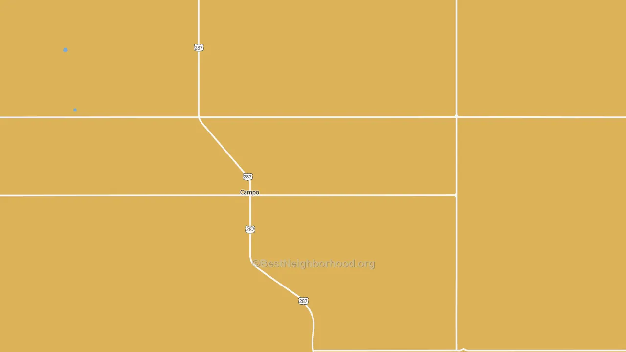 Map of the best neighborhoods in the 81029 area, with better matches in green and worse matches in red