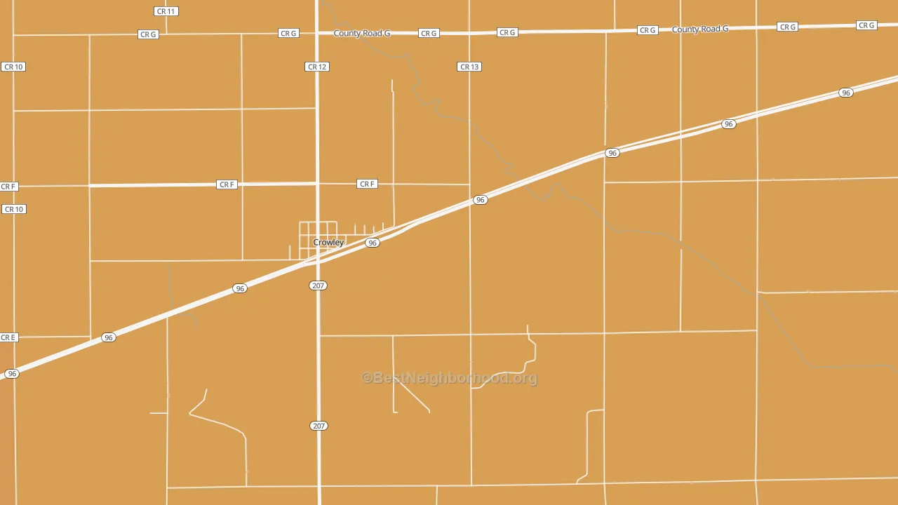 Map of the best neighborhoods in the 81034 area, with better matches in green and worse matches in red