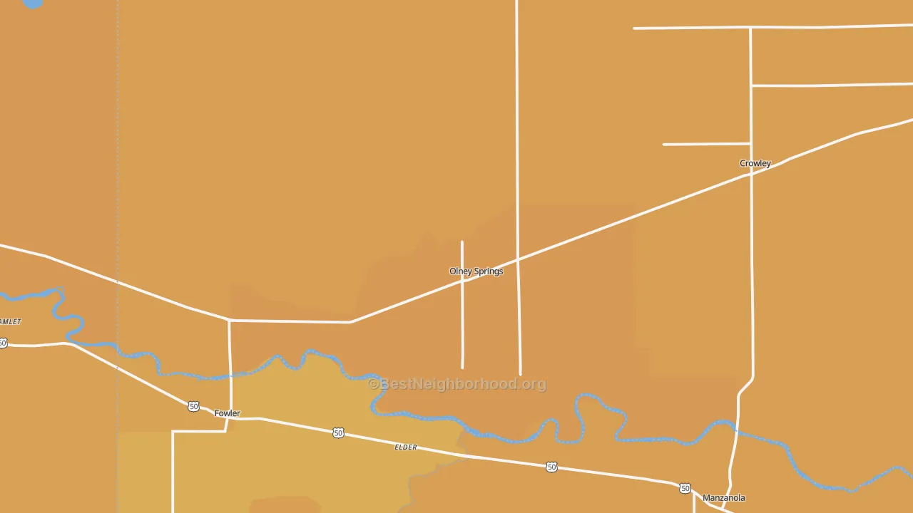 Map of the best neighborhoods in the 81062 area, with better matches in green and worse matches in red