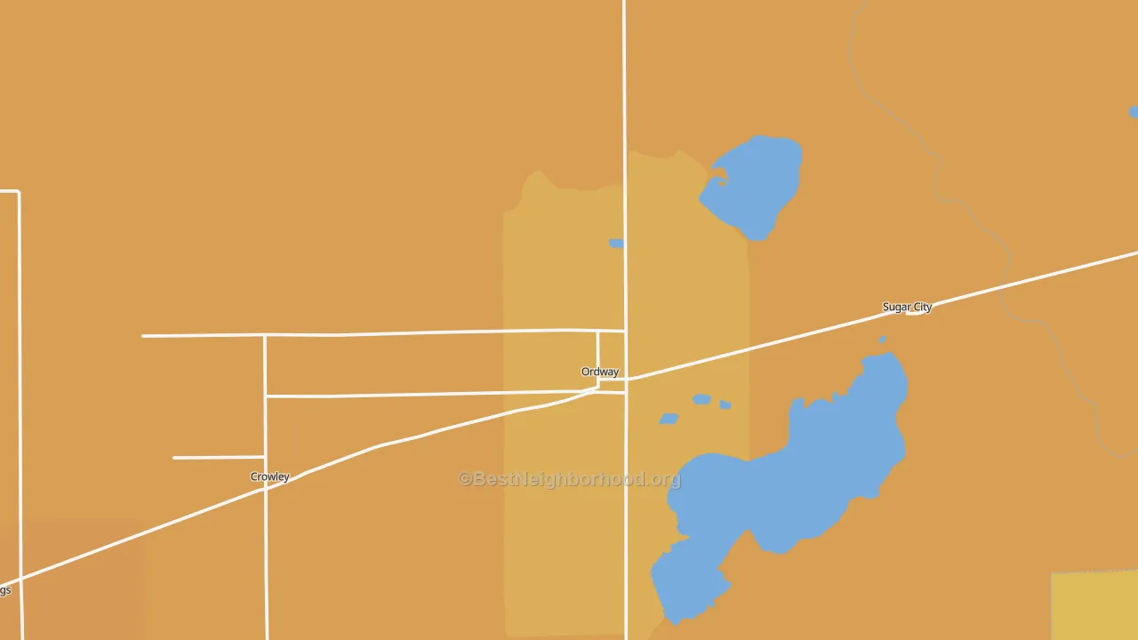 Map of the best neighborhoods in the 81063 area, with better matches in green and worse matches in red