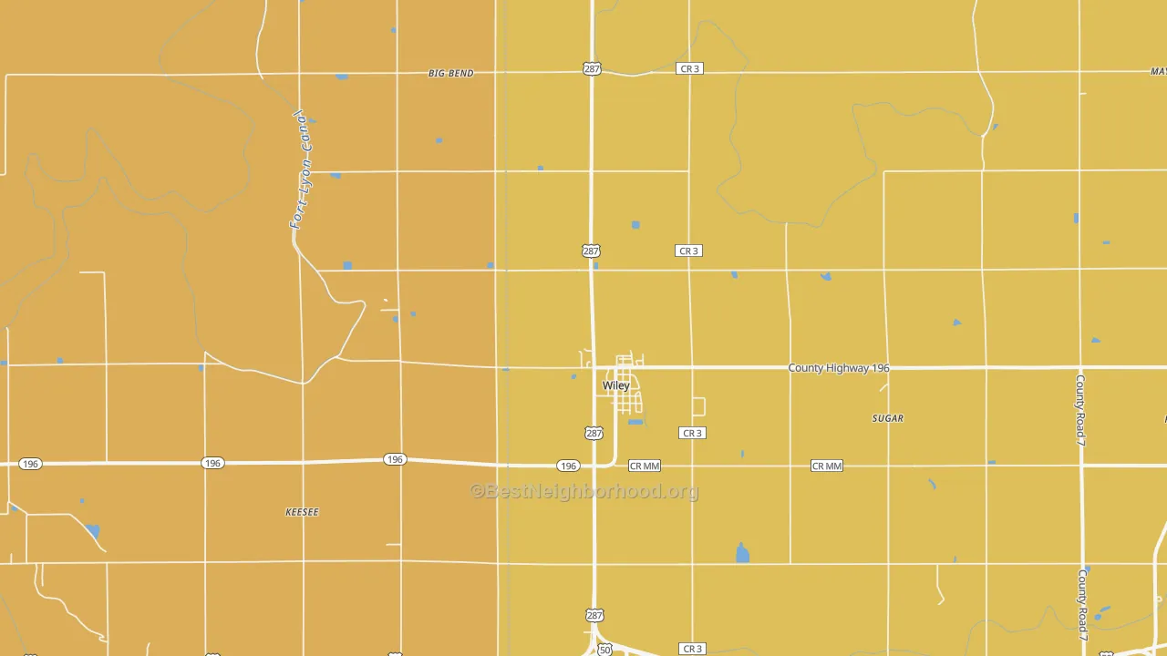Map of the best neighborhoods in the 81092 area, with better matches in green and worse matches in red