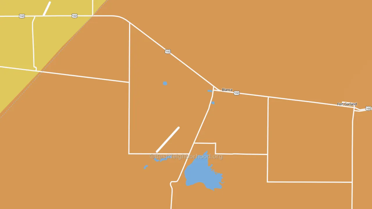 Map of the best neighborhoods in the 81123 area, with better matches in green and worse matches in red