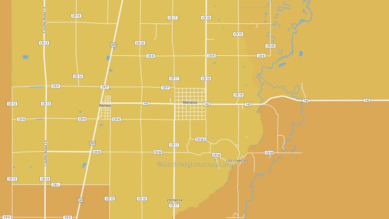 Map of the best neighborhoods in the 81141 area, with better matches in green and worse matches in red