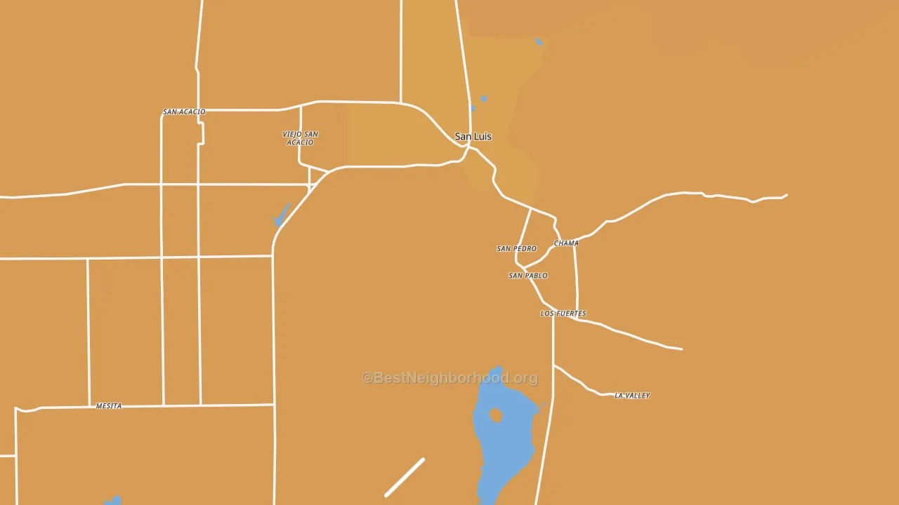 Map of the best neighborhoods in the 81152 area, with better matches in green and worse matches in red