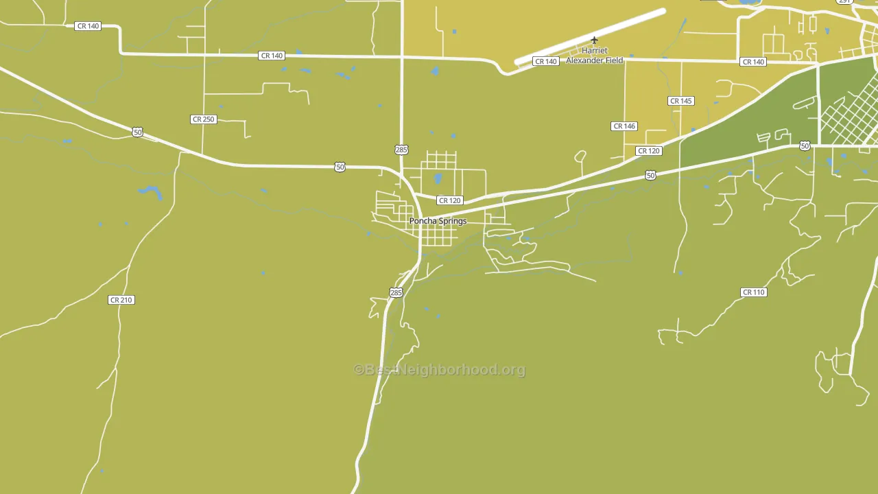 Map of the best neighborhoods in the 81242 area, with better matches in green and worse matches in red