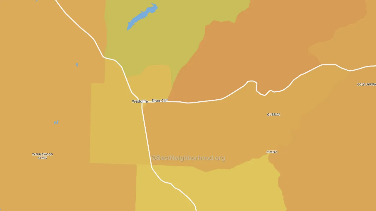 Map of the best neighborhoods in the 81252 area, with better matches in green and worse matches in red