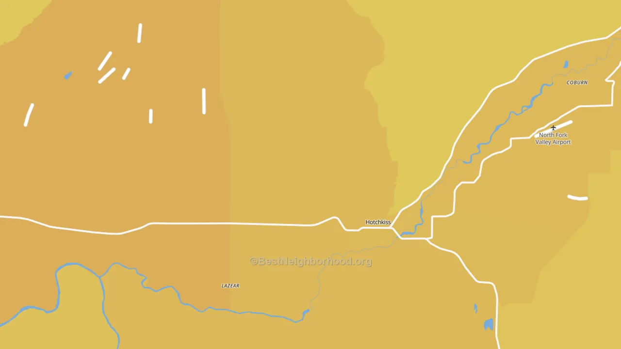 Map of the best neighborhoods in the 81419 area, with better matches in green and worse matches in red