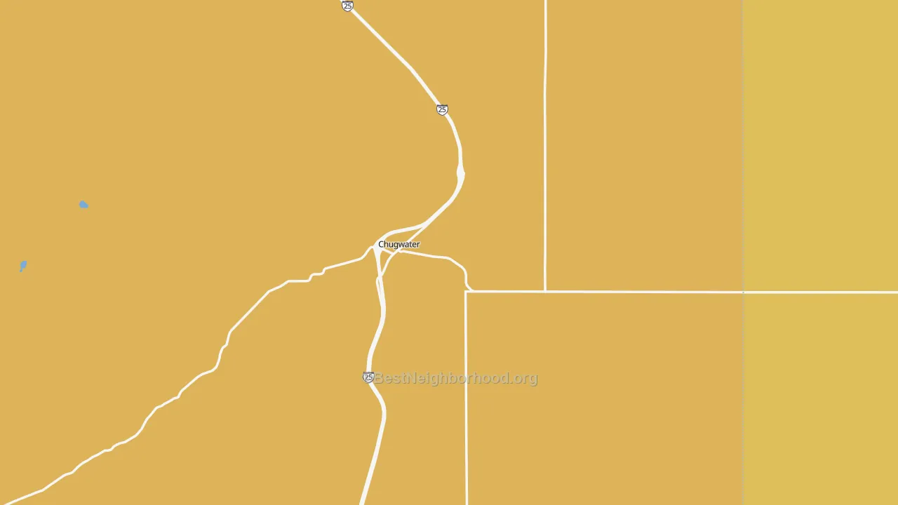 Map of the best neighborhoods in the 82210 area, with better matches in green and worse matches in red