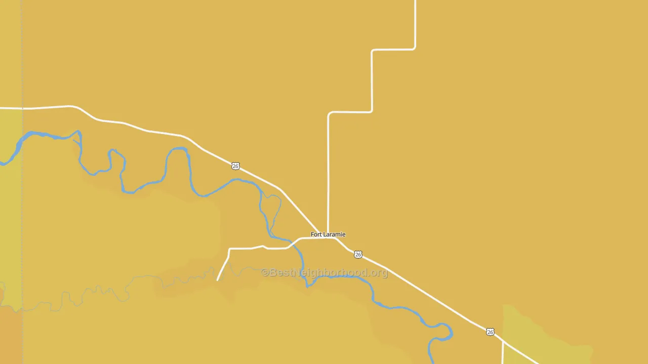 Map of the best neighborhoods in the 82212 area, with better matches in green and worse matches in red