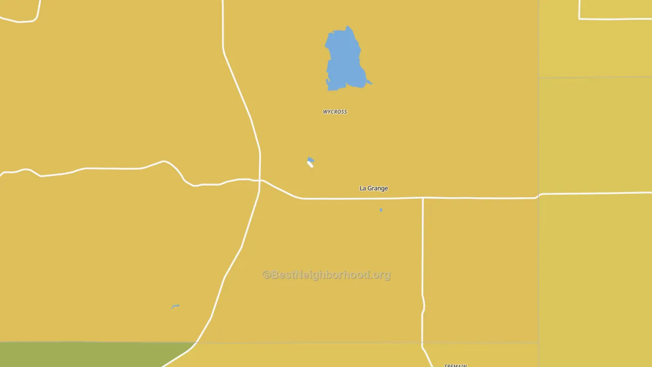 Map of the best neighborhoods in the 82221 area, with better matches in green and worse matches in red