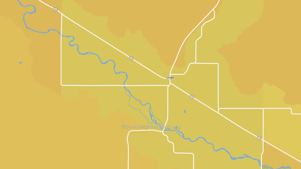 Map of the best neighborhoods in the 82223 area, with better matches in green and worse matches in red
