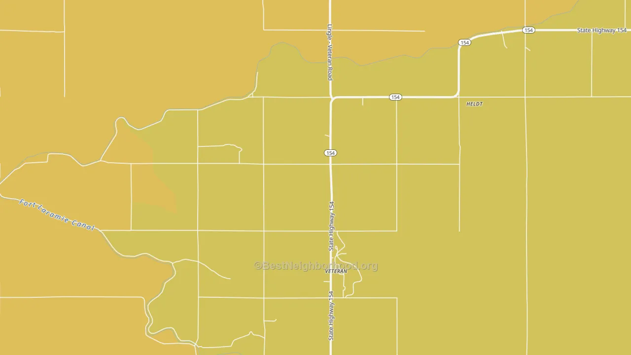 Map of the best neighborhoods in the 82243 area, with better matches in green and worse matches in red