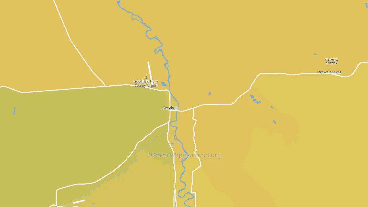 Map of the best neighborhoods in the 82426 area, with better matches in green and worse matches in red