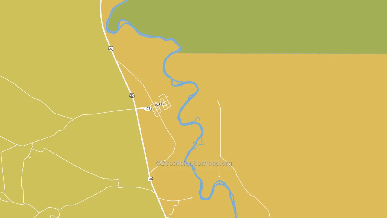 Map of the best neighborhoods in the 82430 area, with better matches in green and worse matches in red