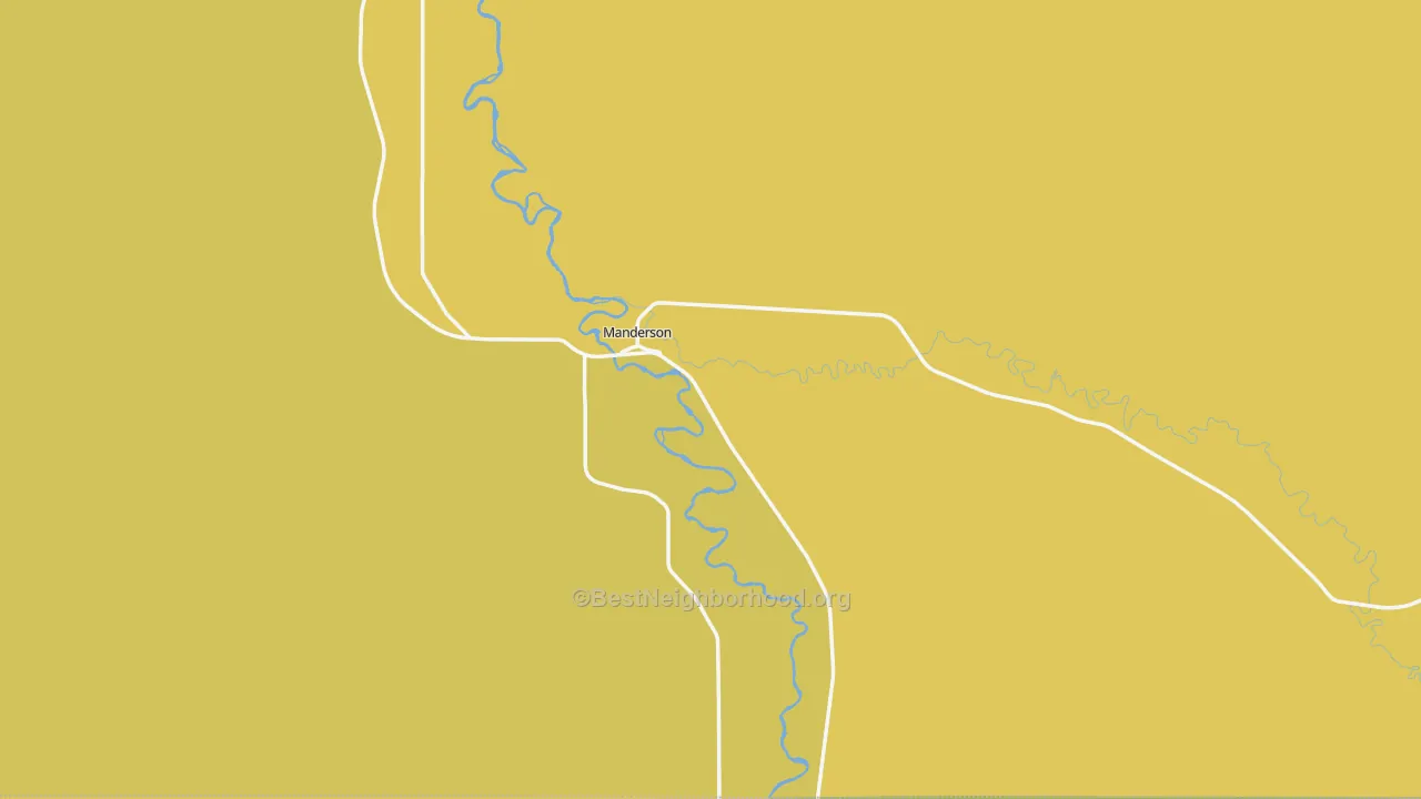 Map of the best neighborhoods in the 82432 area, with better matches in green and worse matches in red